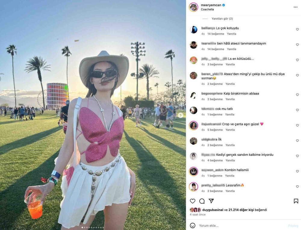 meryem can in coachella paylasimi gundem oldu kombin halis mi